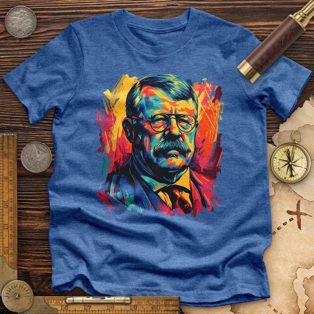 Teddy Roosevelt High Quality Tee Heather True Royal / S