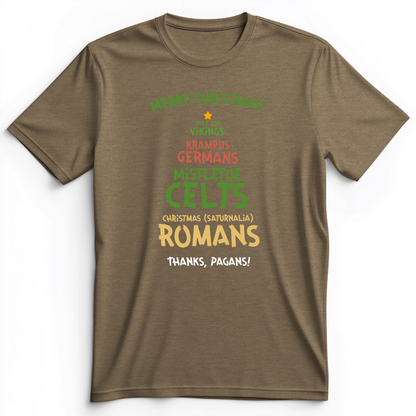 Thanks Pagans Premium Tee Heather Olive / S