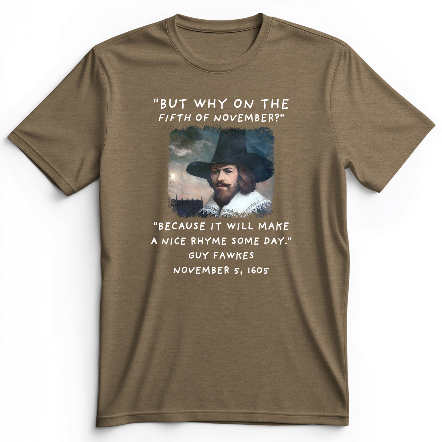 The 5th Of November Premium Tee Heather Olive / S