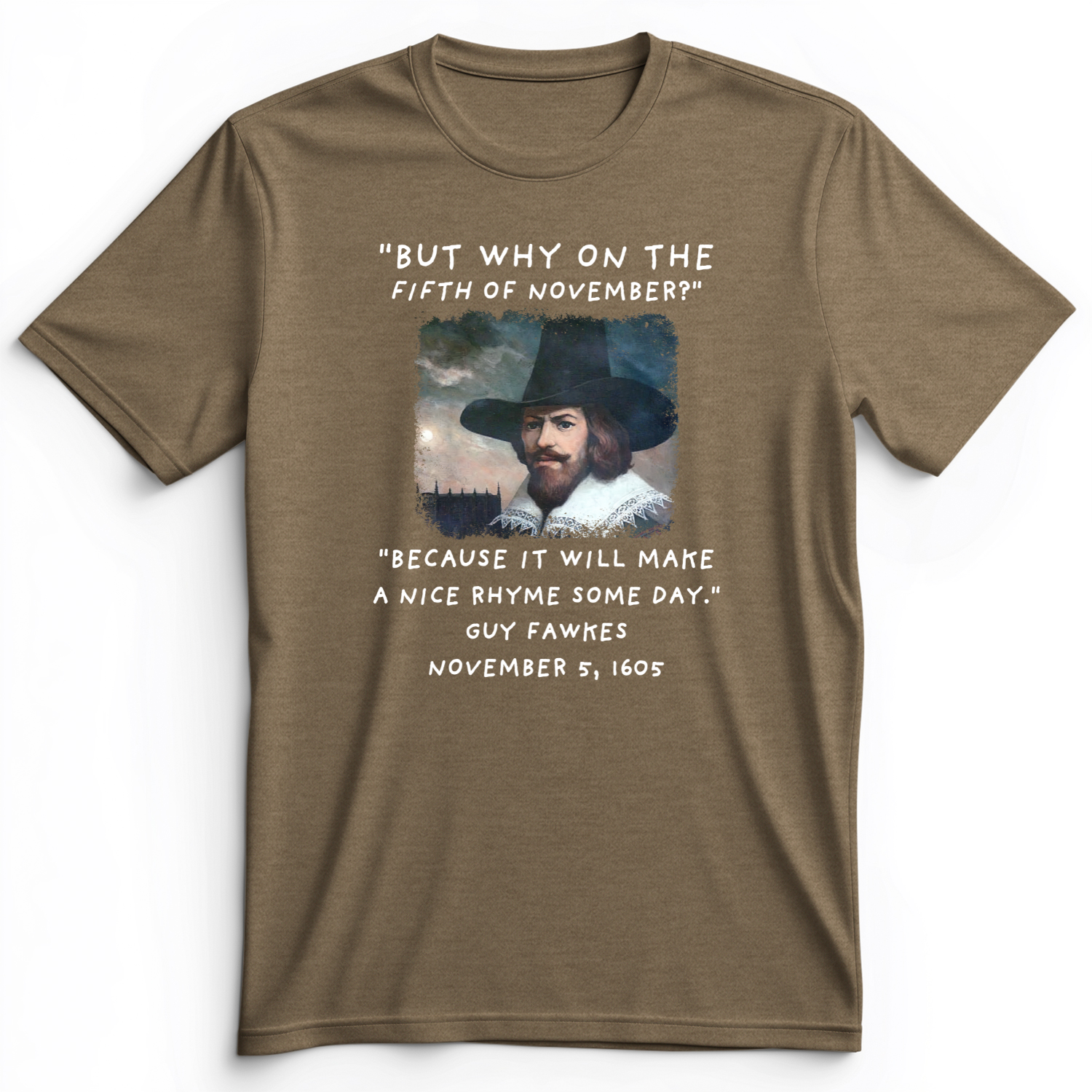 The 5th Of November Premium Tee Heather Olive / S