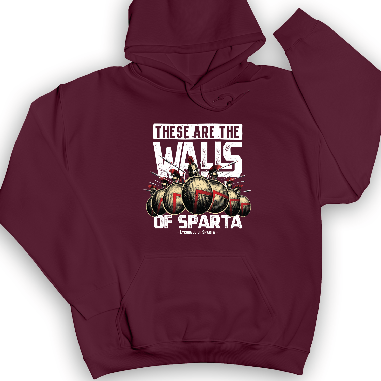 The Walls Of Sparta Hoodie Maroon / S