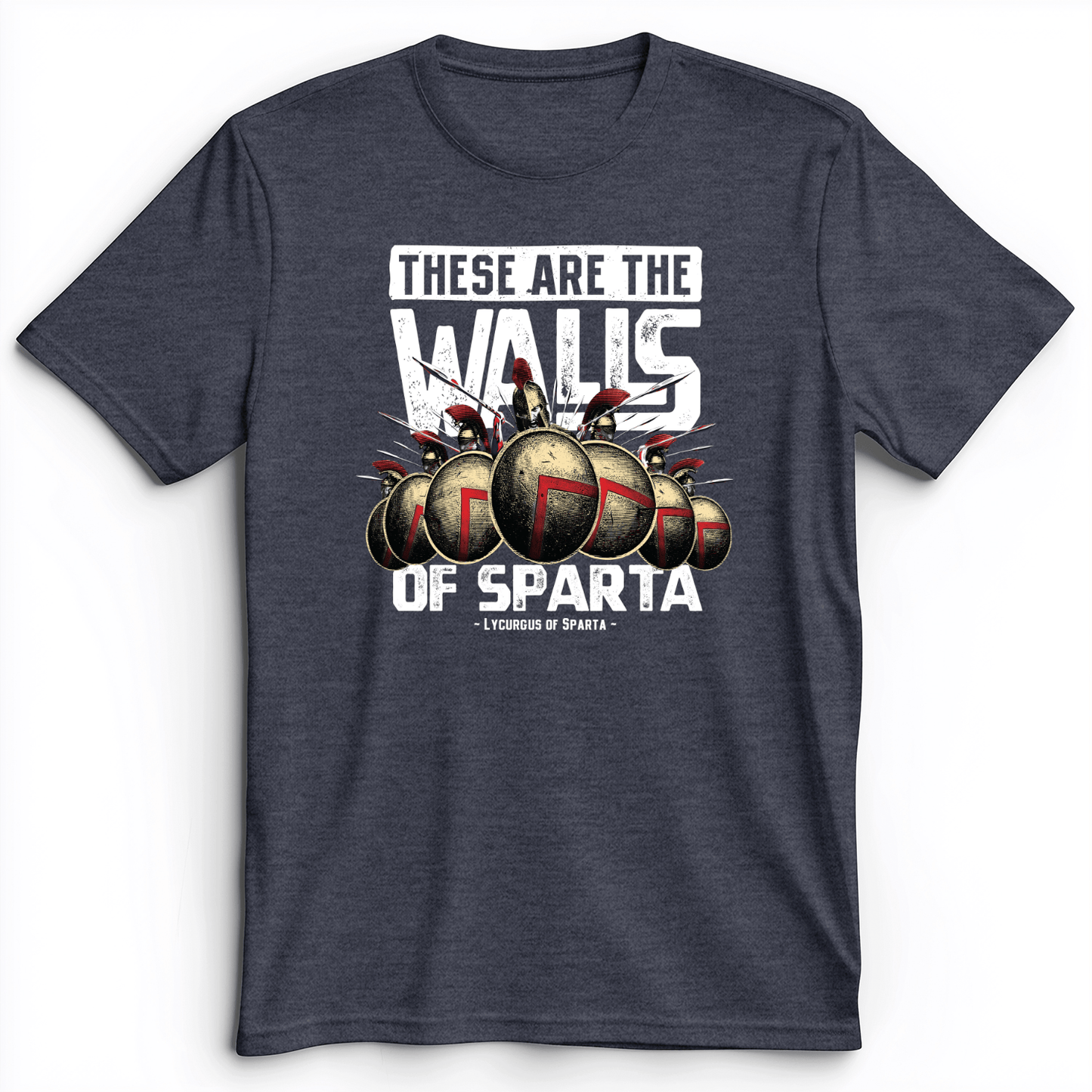 The Walls Of Sparta Premium Tee Heather Navy / S