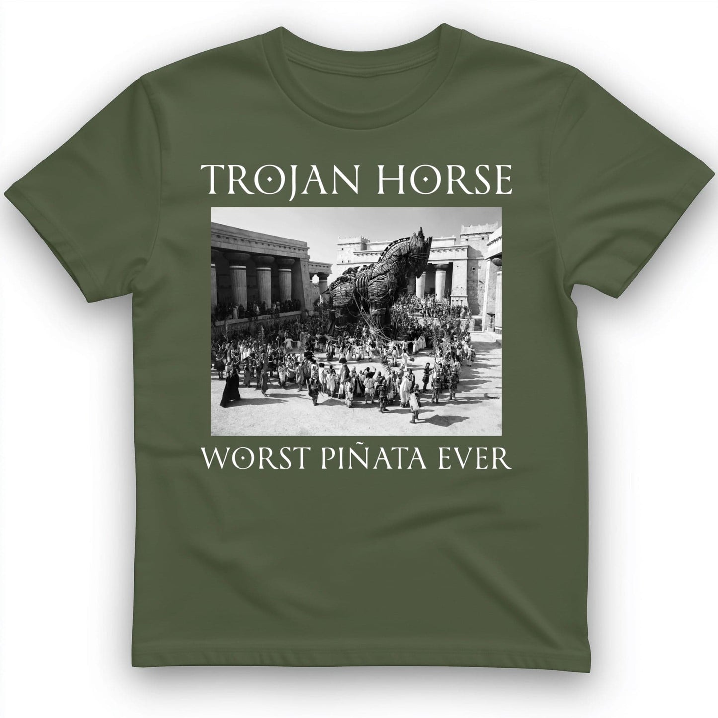 Trojan Horse Pinata T-Shirt Military Green / S