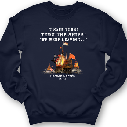 Turn The Ships Crewneck Navy / S