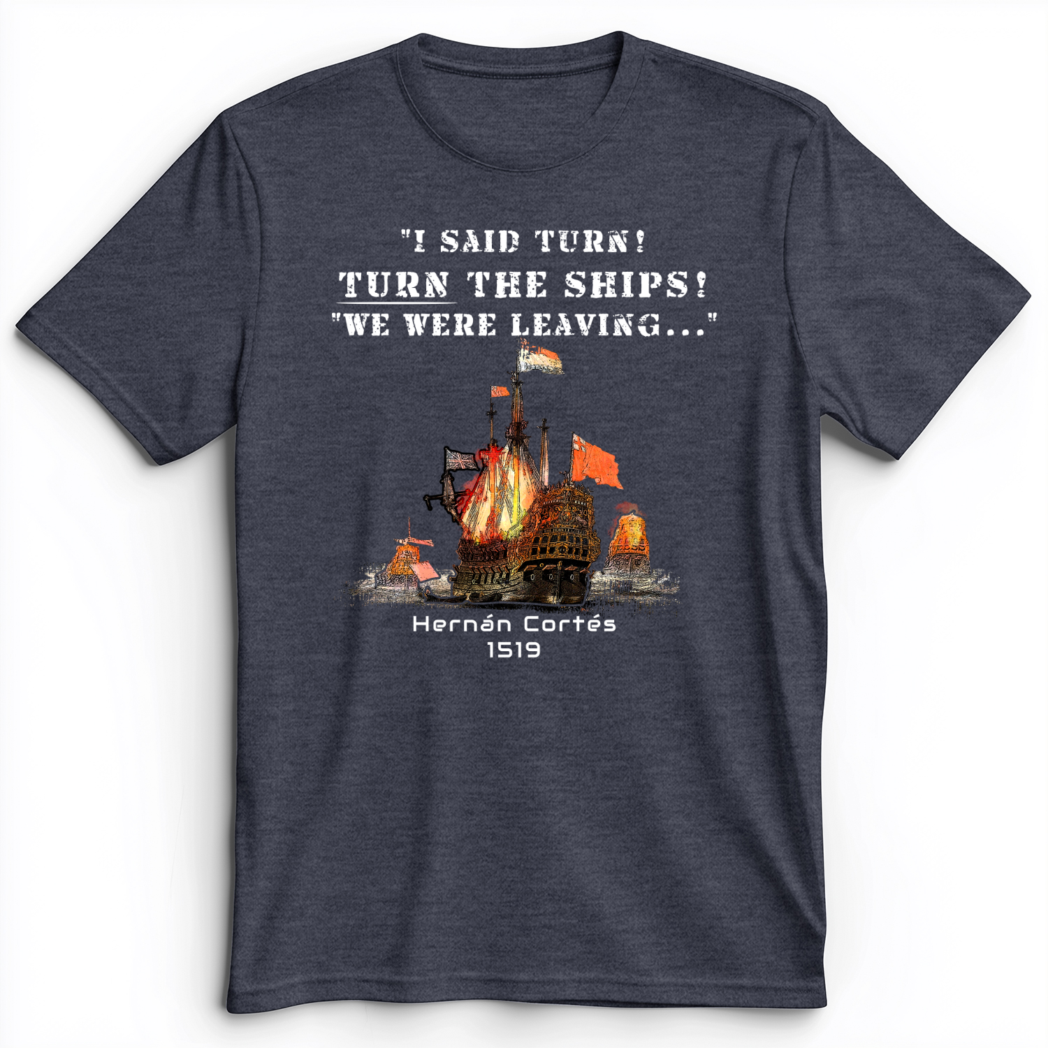 Turn The Ships Premium Tee Heather Navy / S