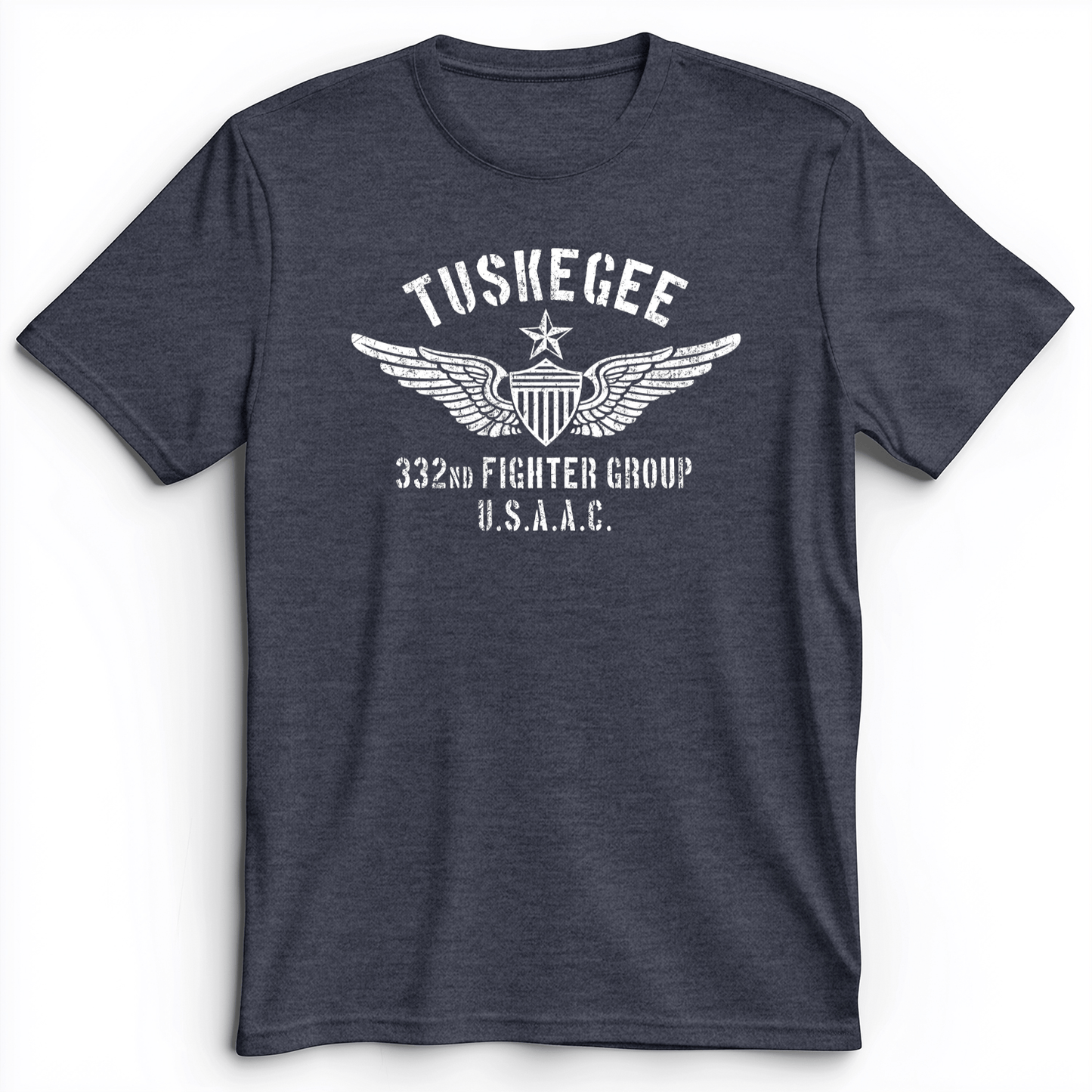 Tuskegee 332 Fighter Group Premium Tee Heather Navy / S