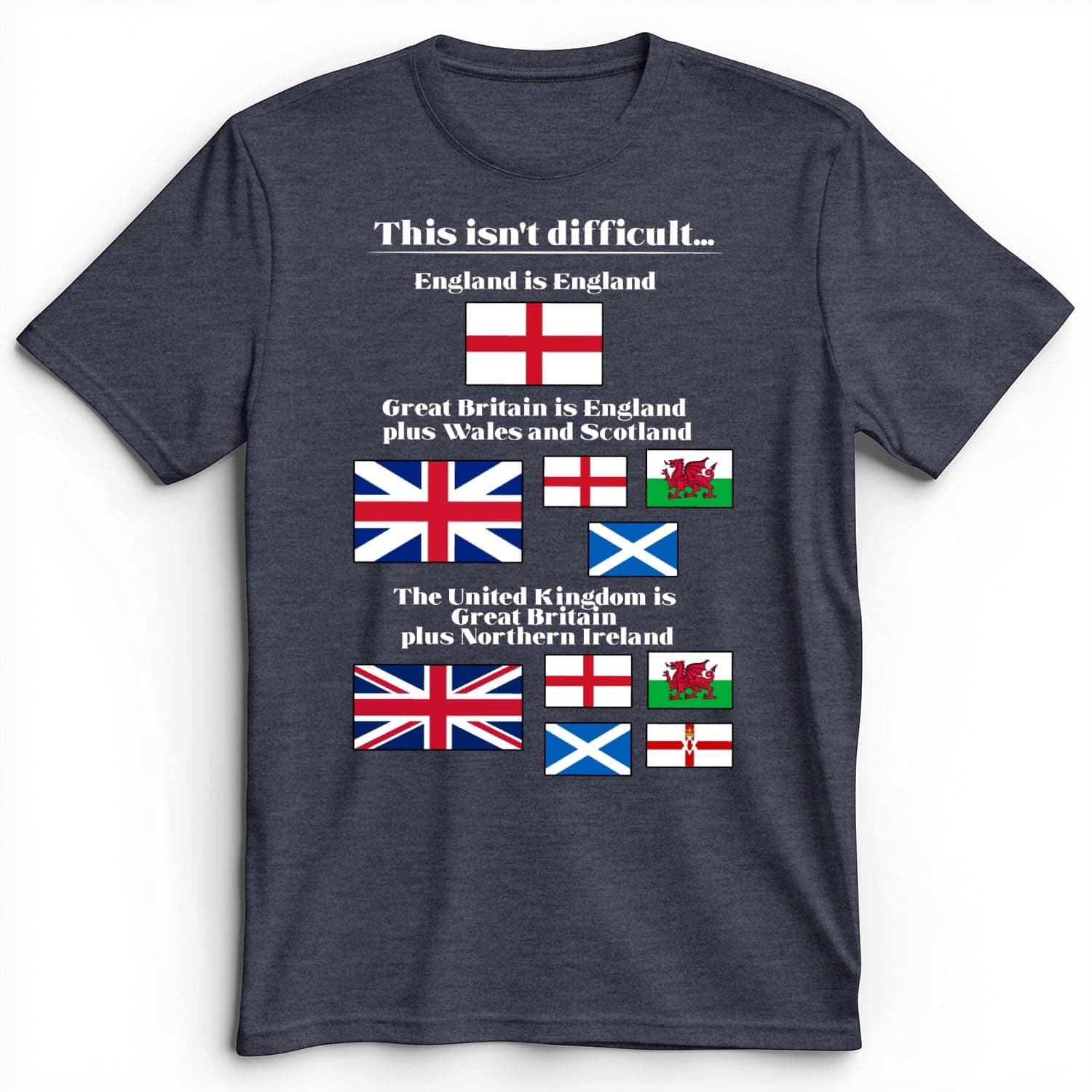 UK Make-up Premium Tee Heather Navy / S