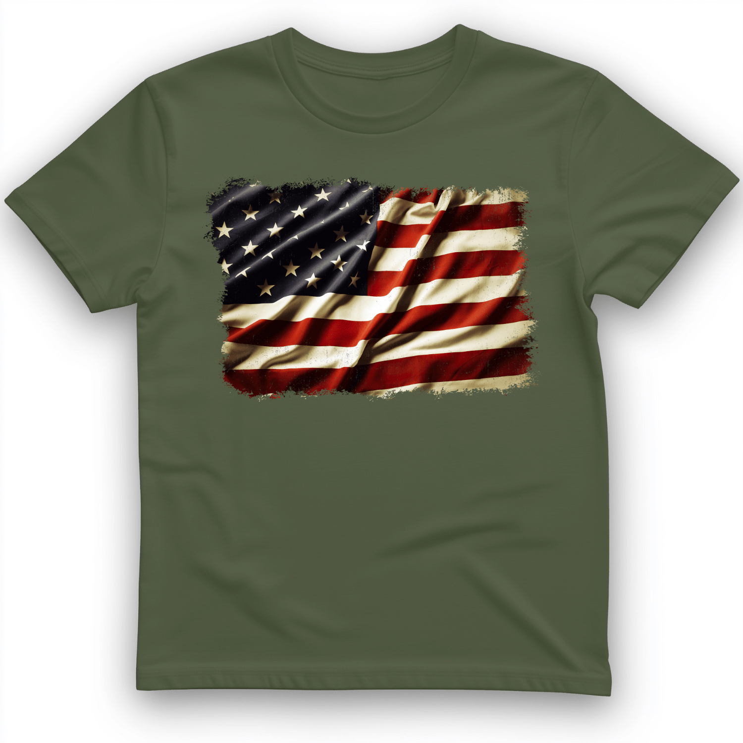 USA Flag T-Shirt Military Green / S