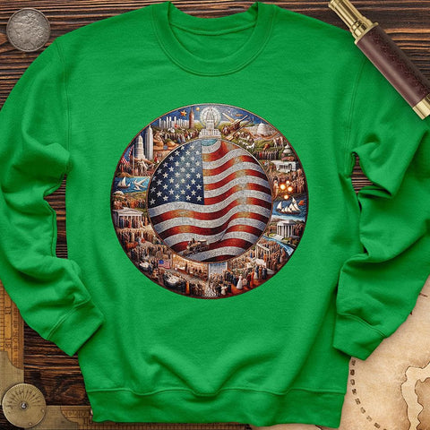 USA Mosaic Crewneck Irish Green / S