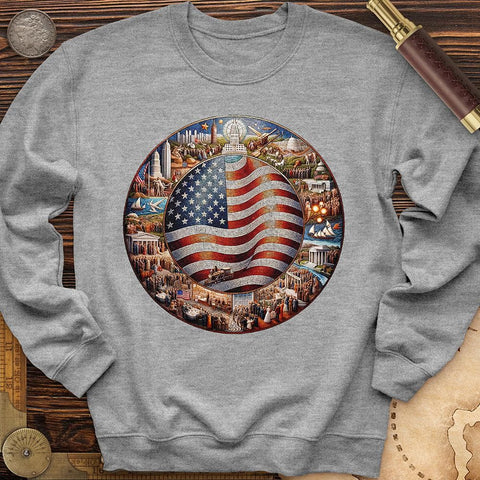 USA Mosaic Crewneck Sport Grey / S