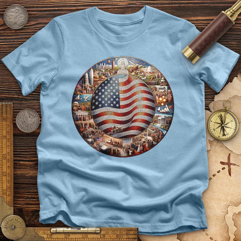 USA Mosaic T-Shirt Light Blue / S