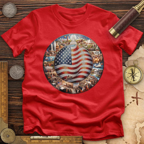 USA Mosaic T-Shirt Red / S