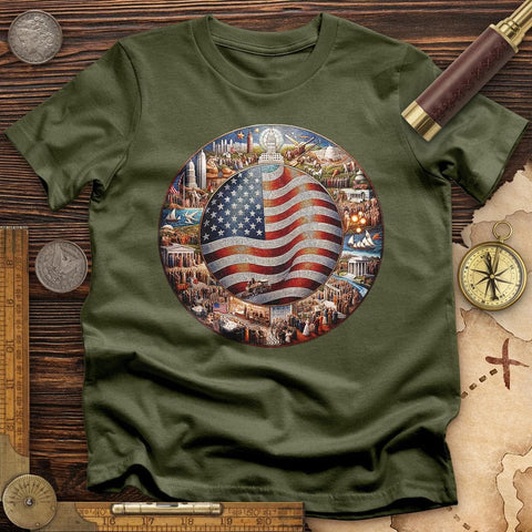 USA Mosaic T-Shirt Military Green / S