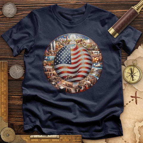 USA Mosaic T-Shirt Navy / S