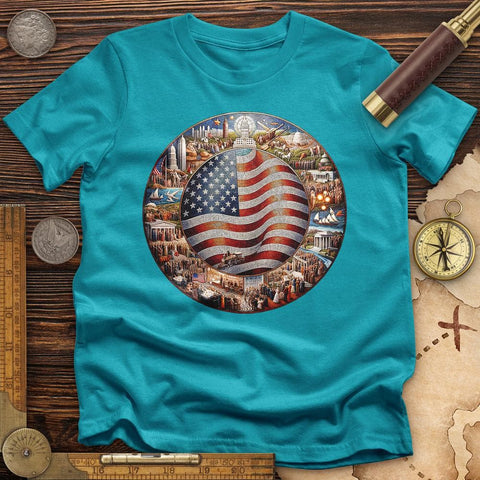 USA Mosaic T-Shirt Tropical Blue / S