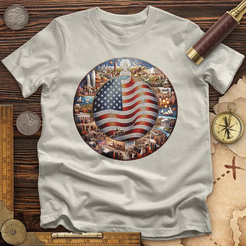 USA Mosaic T-Shirt Ice Grey / S