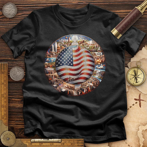 USA Mosaic T-Shirt Black / S