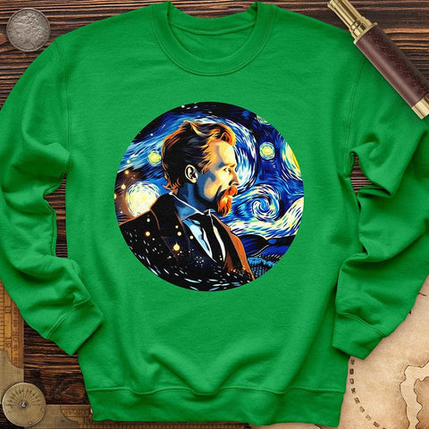 Van Gogh In Starry Night Crewneck Irish Green / S