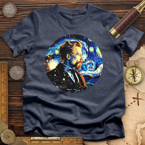 Van Gogh In Starry Night High Quality Tee Heather Navy / S