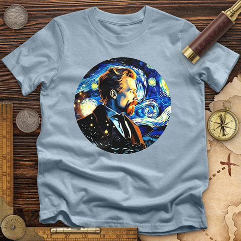 Van Gogh In Starry Night High Quality Tee Light Blue / S