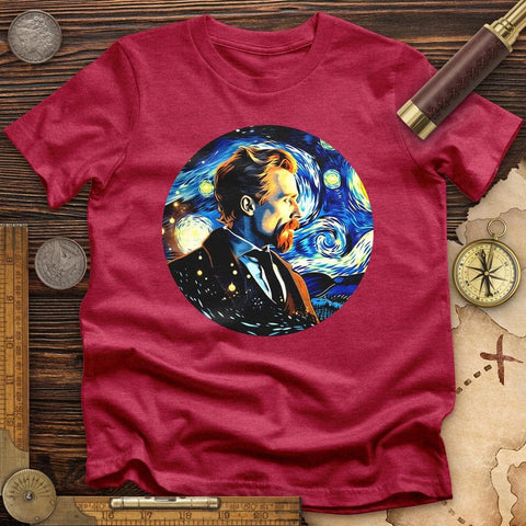 Van Gogh In Starry Night High Quality Tee Heather Red / S