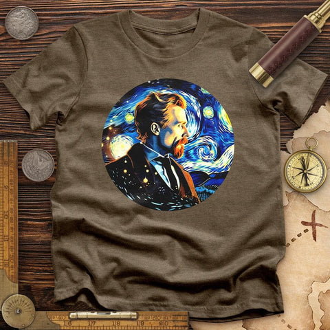 Van Gogh In Starry Night High Quality Tee Heather Olive / S