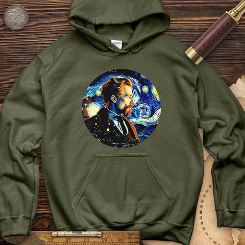 Van Gogh In Starry Night Hoodie Military Green / S