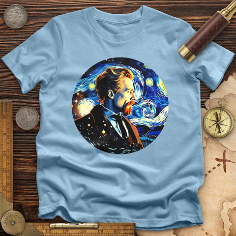 Van Gogh In Starry Night T-Shirt Light Blue / S