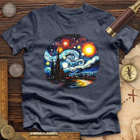 Van Gogh Painting High Quality Tee Heather Navy / S