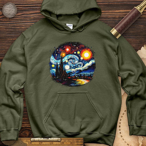 Van Gogh Painting Hoodie Military Green / S