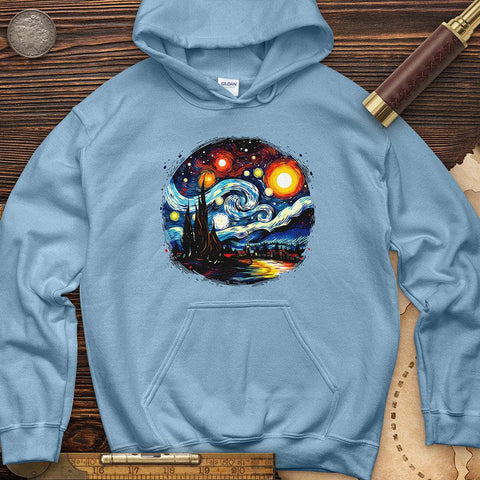 Van Gogh Painting Hoodie Light Blue / S