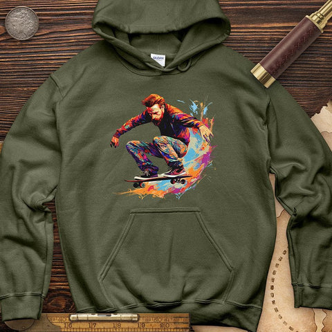 Van Gogh Skateboard Hoodie Military Green / S