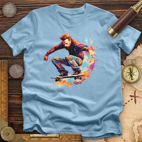 Van Gogh Skateboard T-Shirt Light Blue / S