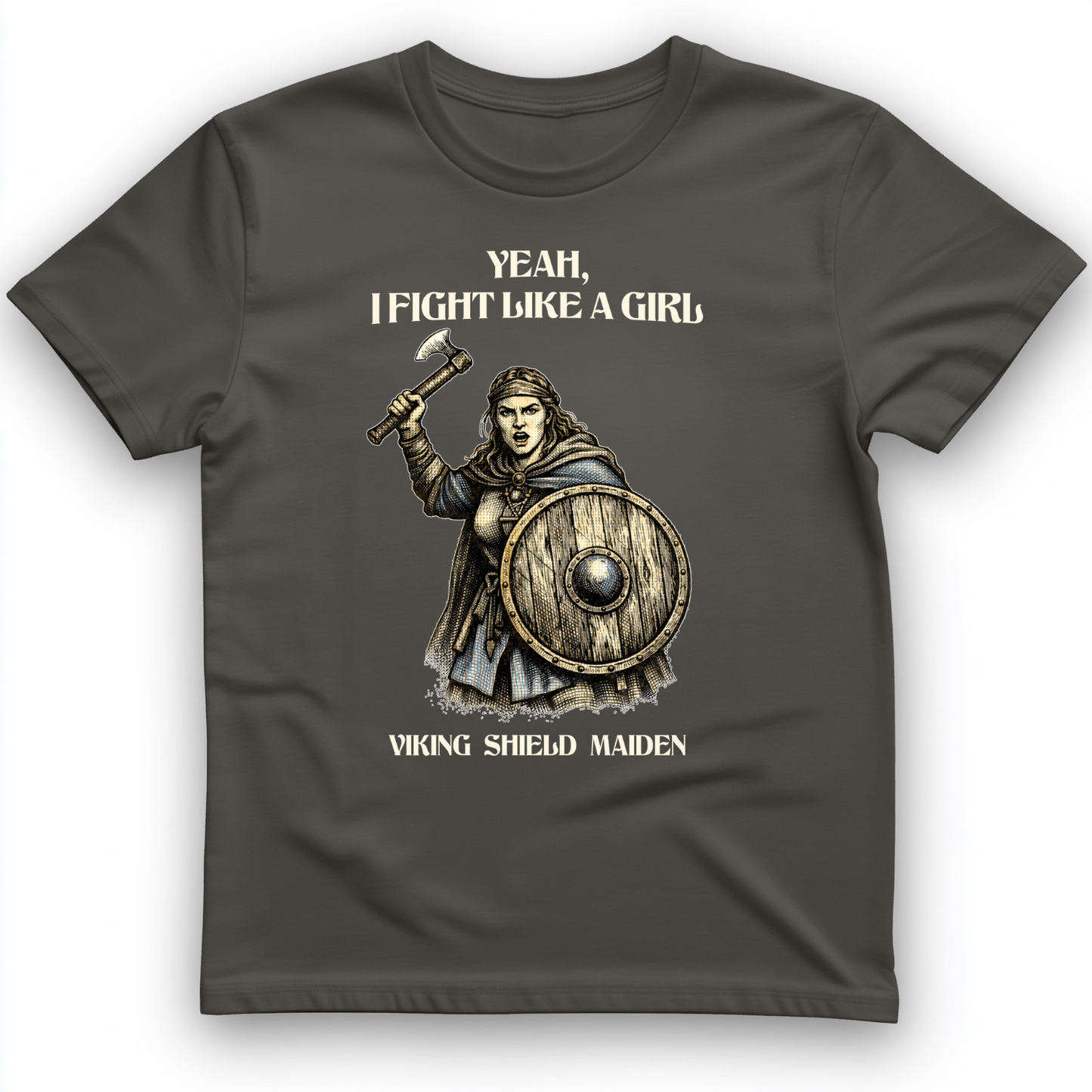Viking Shield Maiden T-Shirt Charcoal / S