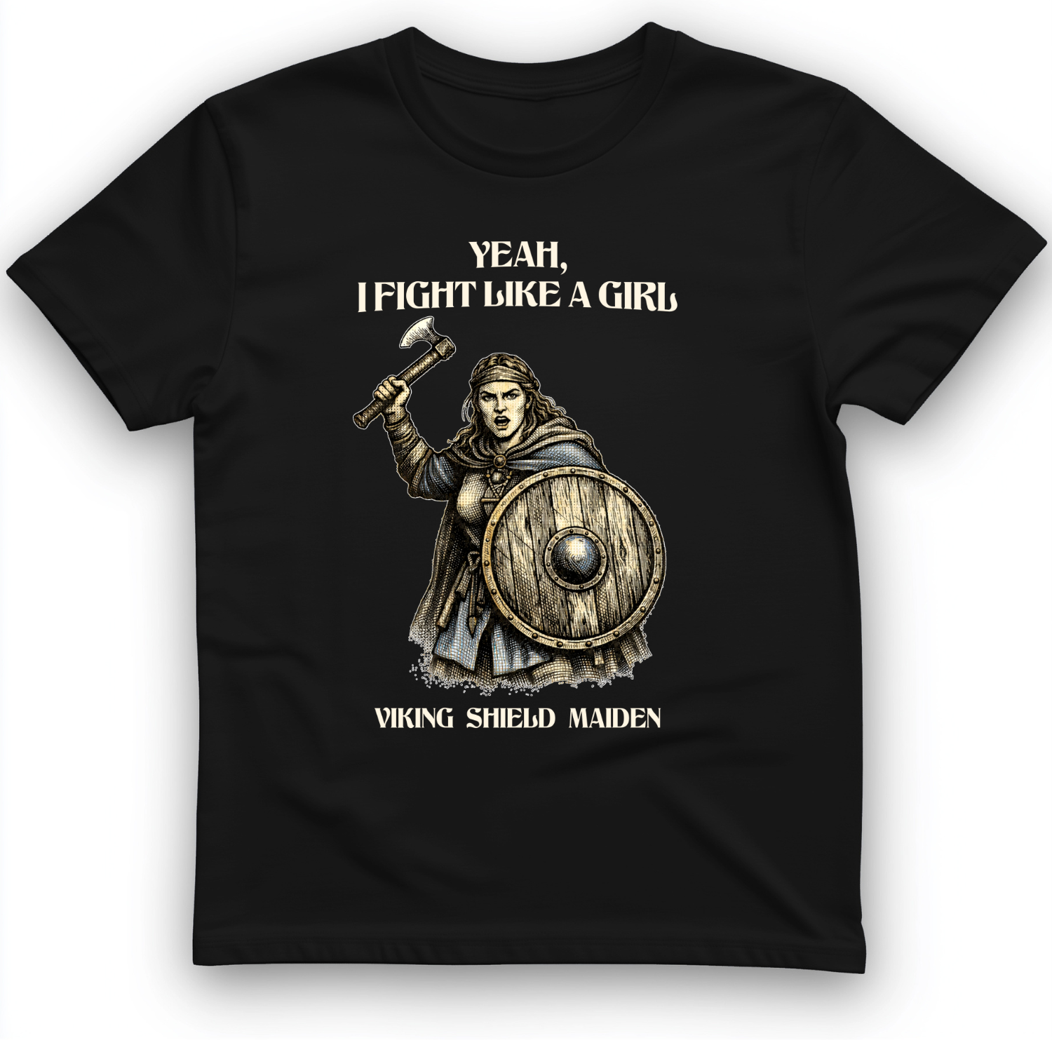 Viking Shield Maiden T-Shirt Black / S