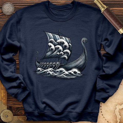 Viking Ship Crewneck Navy / S