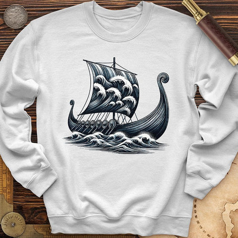 Viking Ship Crewneck White / S