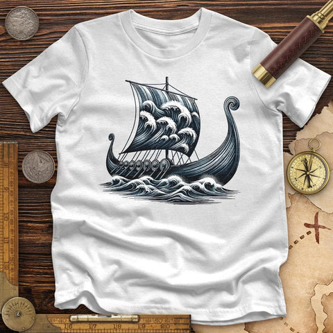 Viking Ship High Quality Tee Heather Olive / S