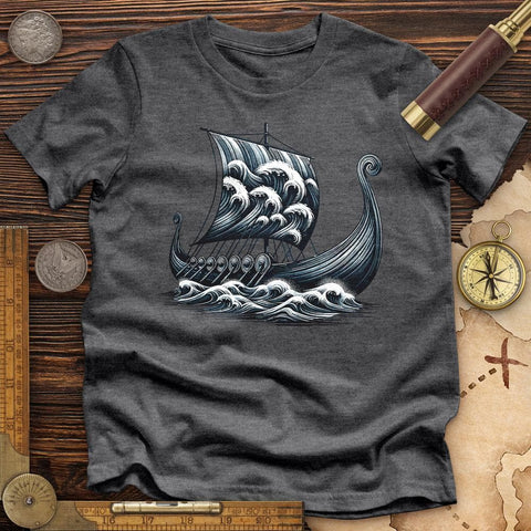 Viking Ship High Quality Tee Dark Grey Heather / S