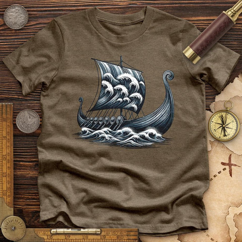 Viking Ship High Quality Tee Heather Mauve / S