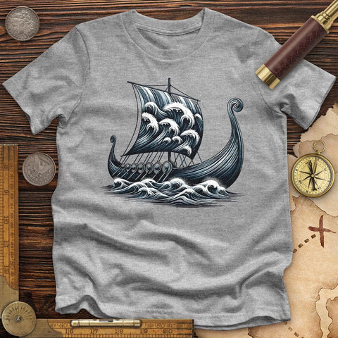 Viking Ship High Quality Tee Athletic Heather / S