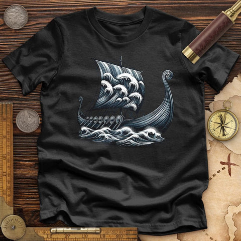 Viking Ship High Quality Tee Black / S