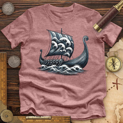 Viking Ship High Quality Tee Heather Mauve / S