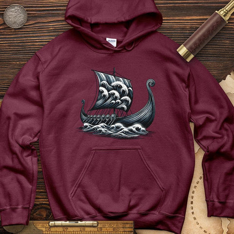 Viking Ship Hoodie Maroon / S