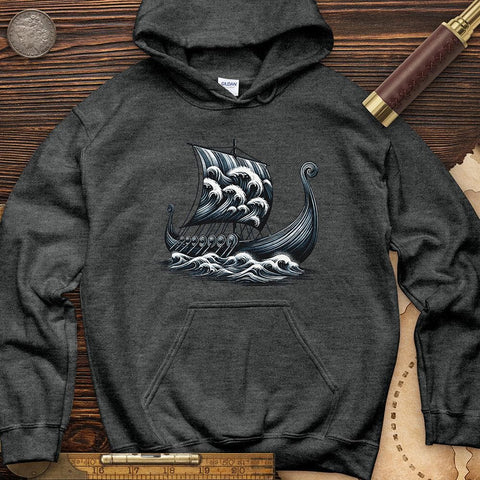 Viking Ship Hoodie Dark Heather / S