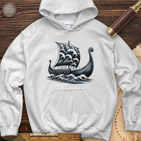 Viking Ship Hoodie White / S