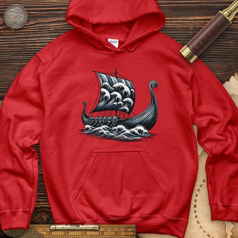 Viking Ship Hoodie Red / S