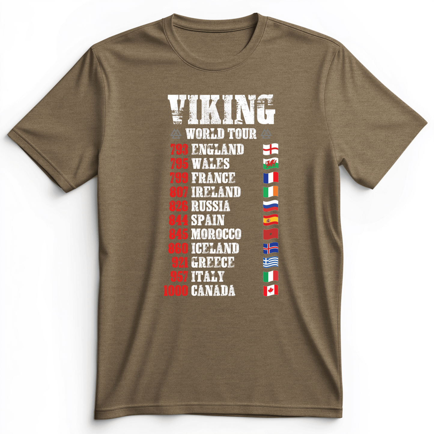 Viking World Tour Premium Tee Heather Olive / S