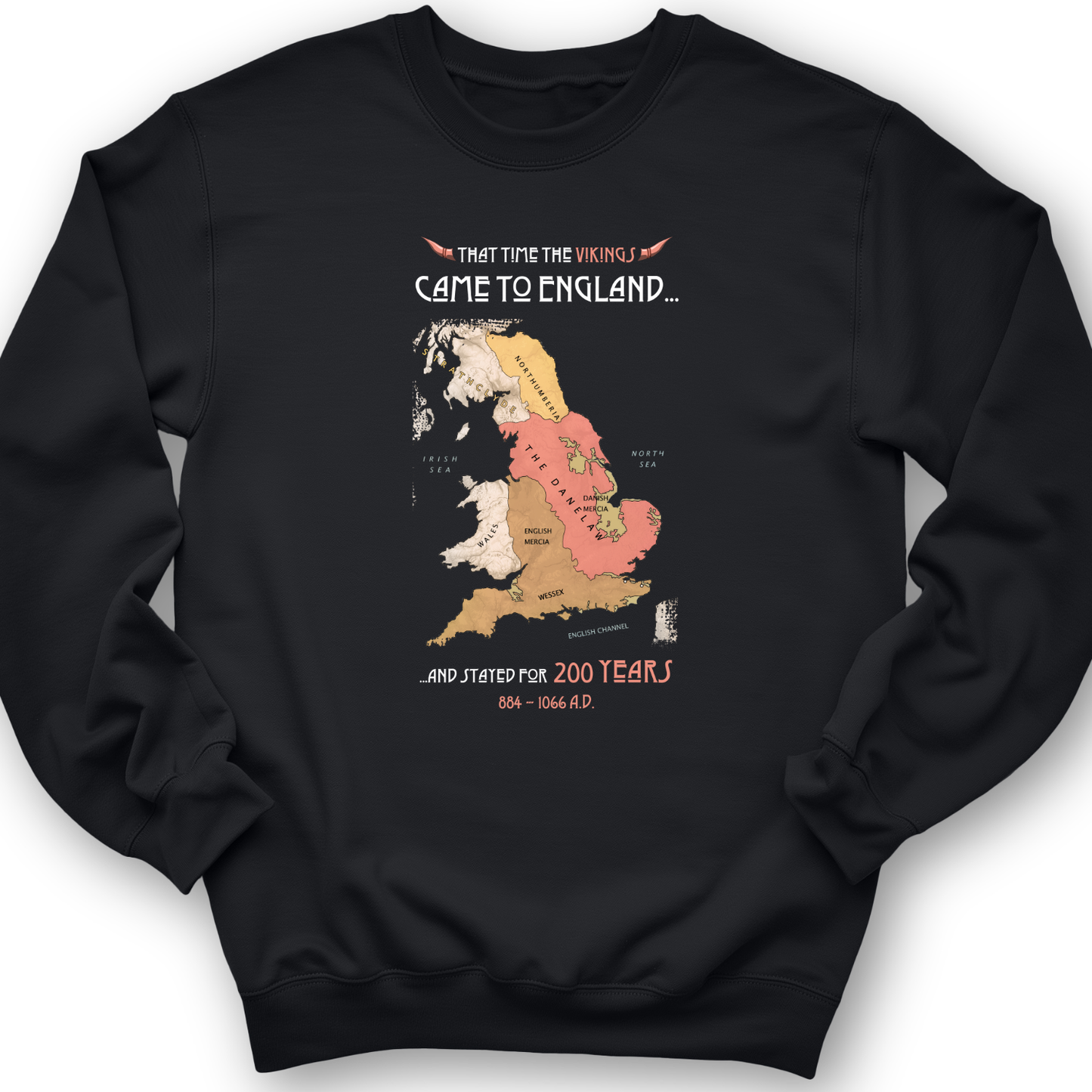 Vikings In England Crewneck Black / S
