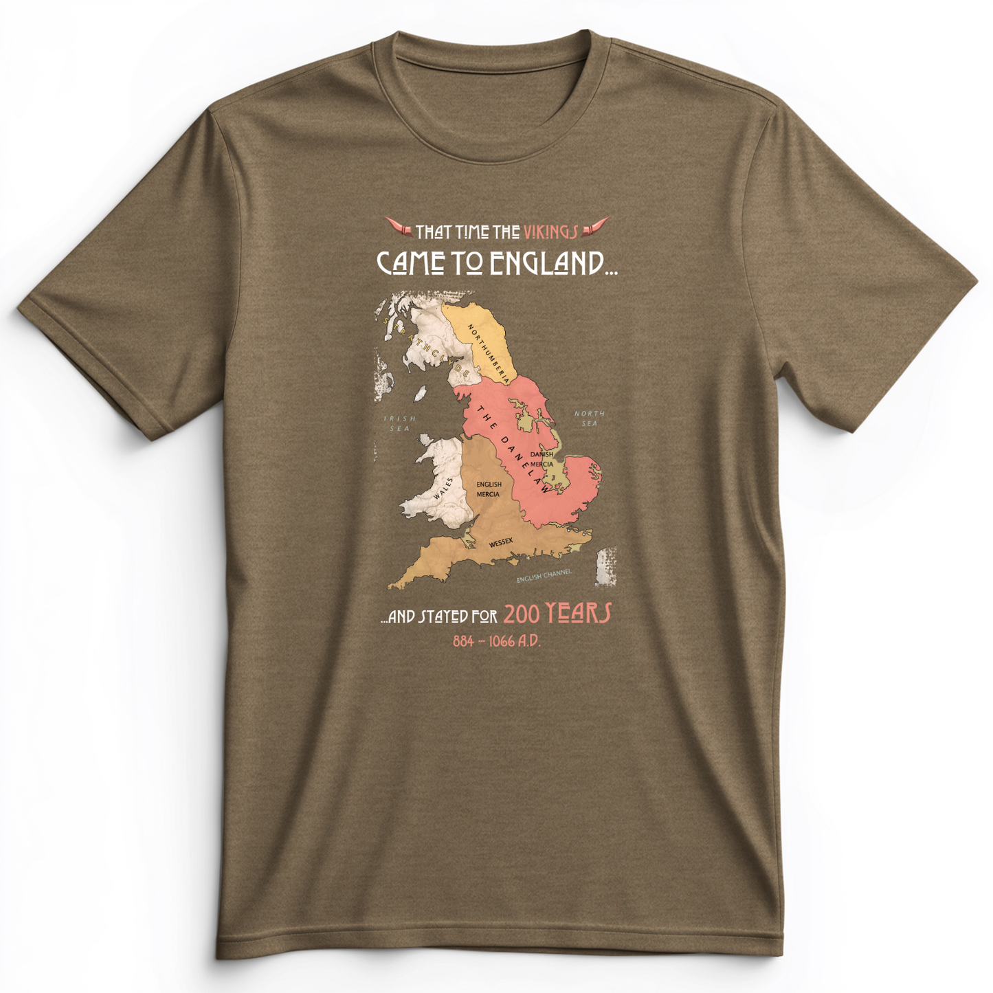 Vikings In England Premium Tee Heather Olive / S